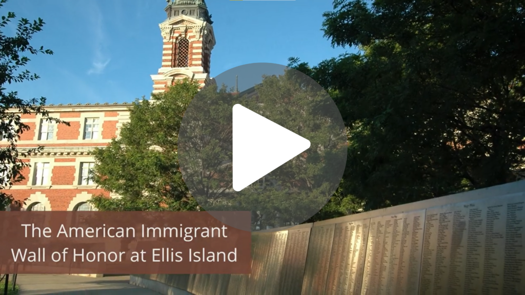 Wall of Honor on Ellis Island, link to video